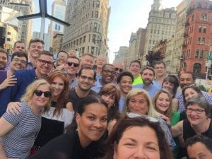 Group photo in front of the Flatiron Building in Union Square