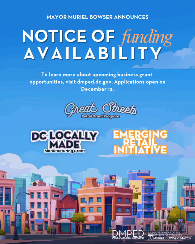 DMPED: Great Streets Retail Grant Program FY26 Small Biz Information Sessions